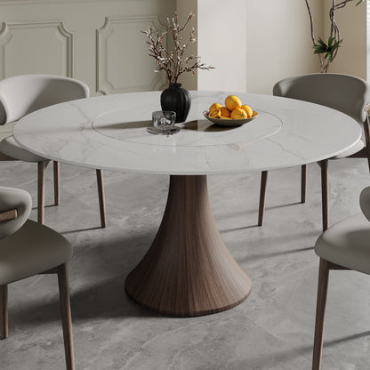 Built-in Lazy Susan Dining Table With Wood Base - image 12