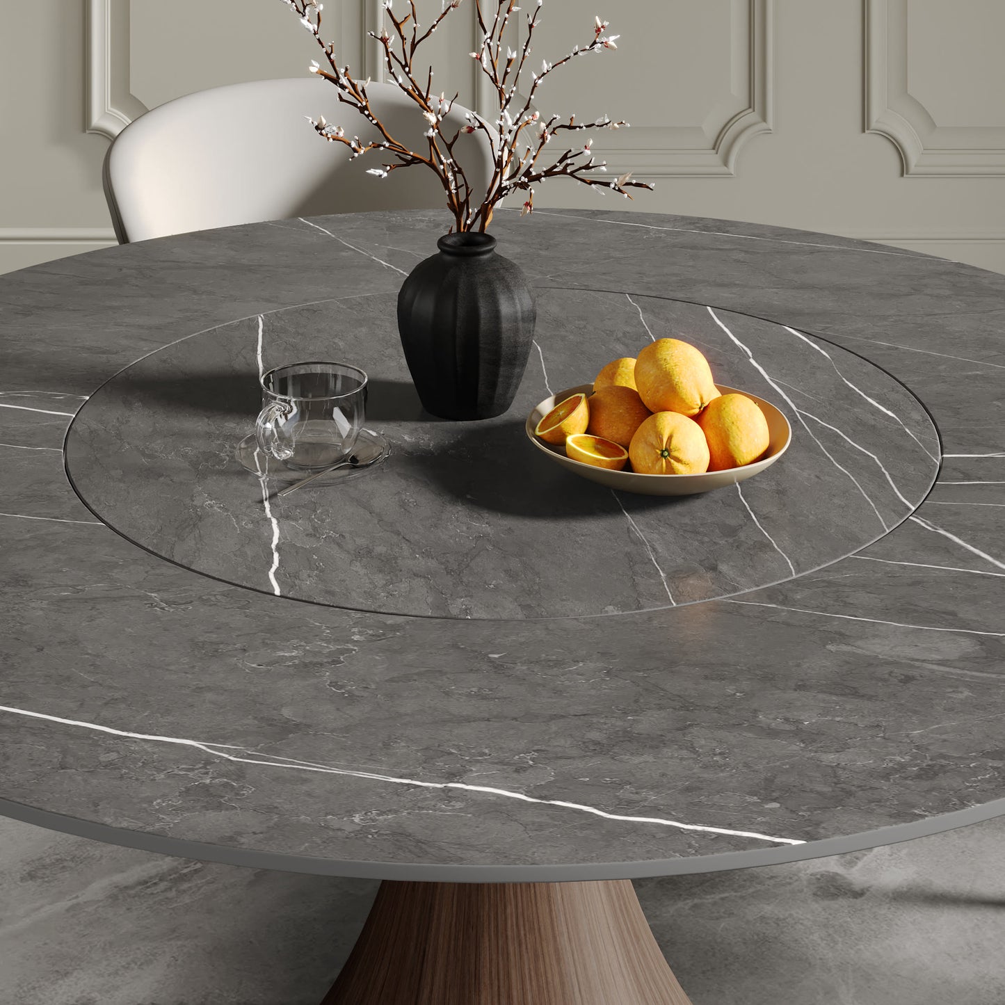 Flower-shaped Base Dining Table With Built-in Lazy Susan - image 3