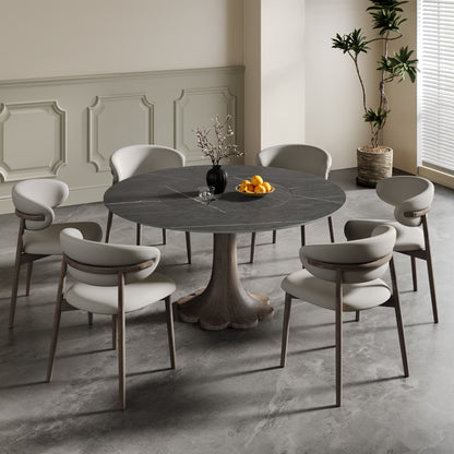 Flower-shaped Base Dining Table With Built-in Lazy Susan - 59" Dark Grey - image 6