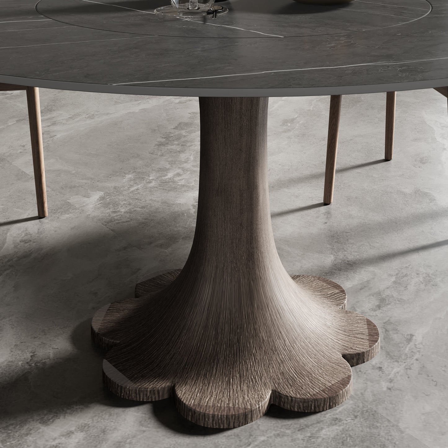 Flower-shaped Base Dining Table With Built-in Lazy Susan - image 7