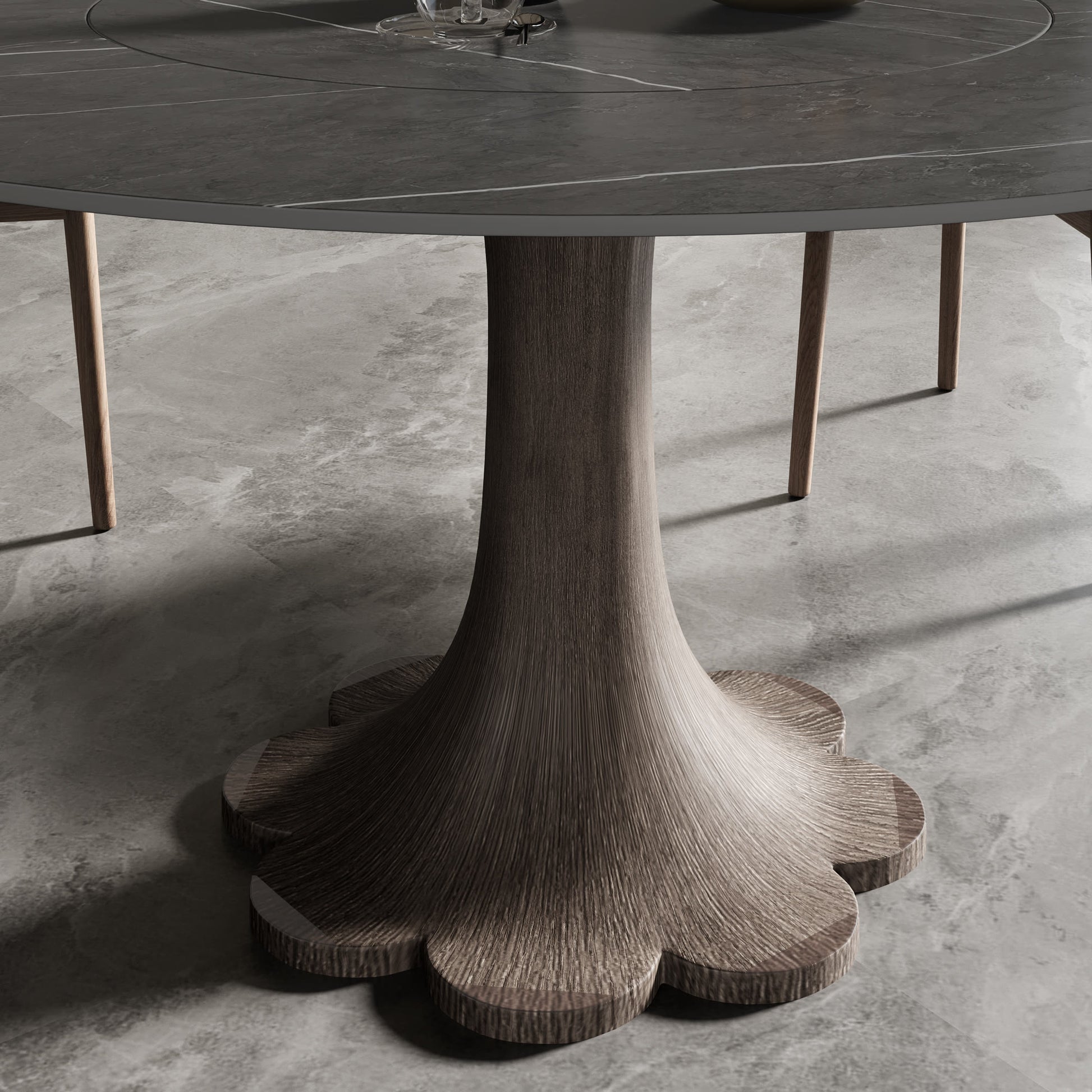 Flower-shaped Base Dining Table With Built-in Lazy Susan - image 7