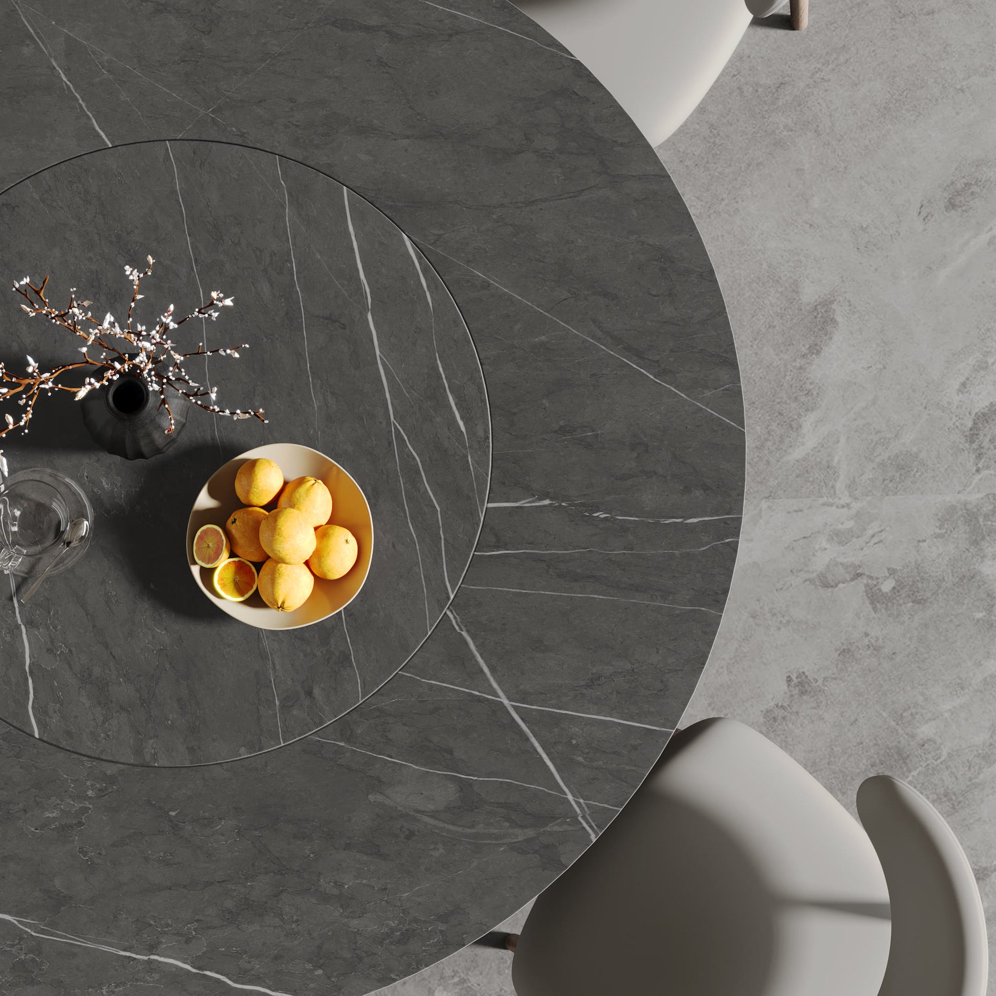 Flower-shaped Base Dining Table With Built-in Lazy Susan - image 8