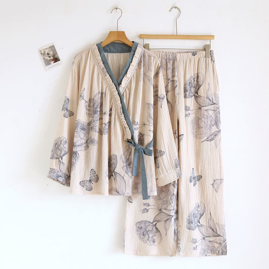 Ownkoti Oriental Butterfly Floral Cotton Loungewear Set - XL - image 0