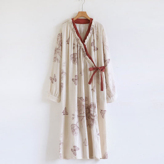 Butterfly Hanfu Inspired Cotton Gauze Nightdress - XL - image 0
