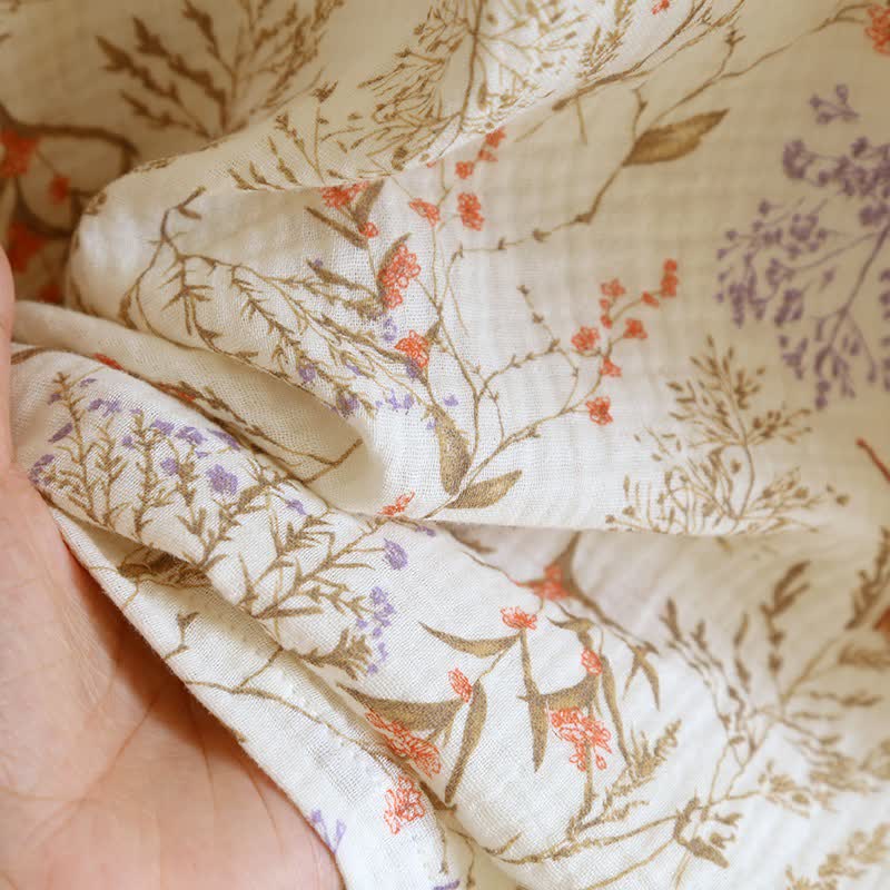 Muted Floral Cotton Gauze Kimono Bathrobe - image 9