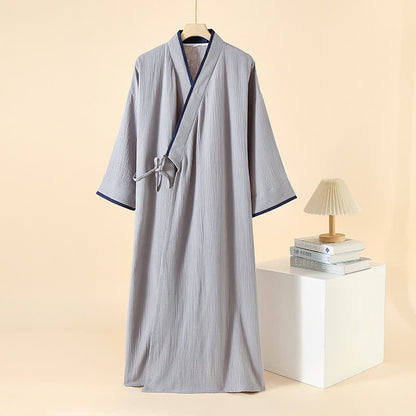 Ownkoti Unisex Minimalist Cotton Gauze Kimono Bathrobe - Light Grey - XL - image 12