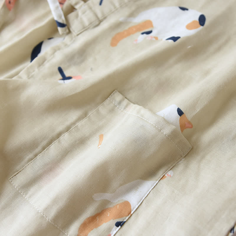Matching Cat Kimono Cotton Gauze Loungewear - image 11