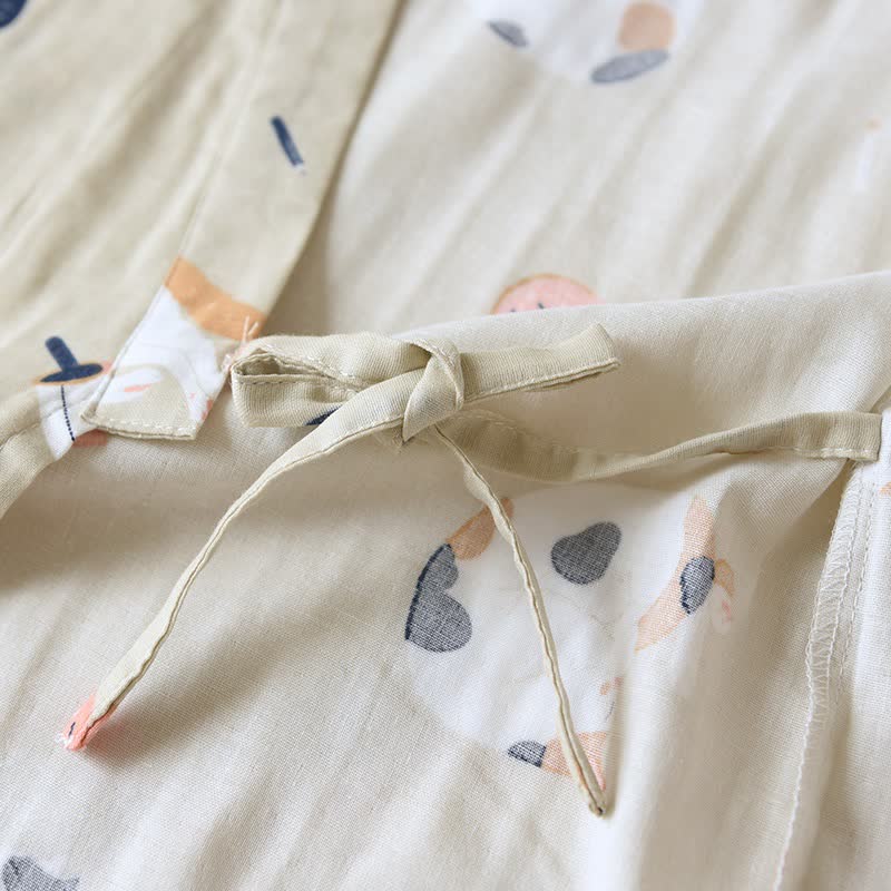 Matching Cat Kimono Cotton Gauze Loungewear - image 7