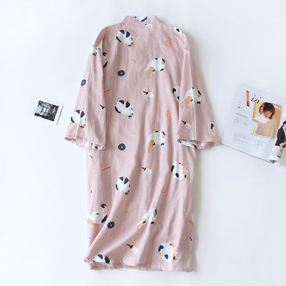 Matching Cat Cotton Gauze Kimono Bathrobe - image 4
