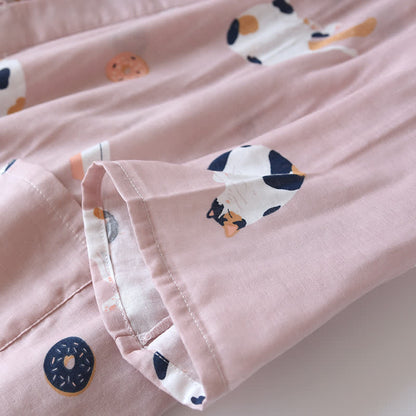 Matching Cat Cotton Gauze Kimono Bathrobe - image 10