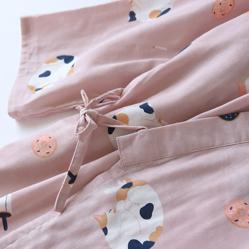 Matching Cat Cotton Gauze Kimono Bathrobe - image 8