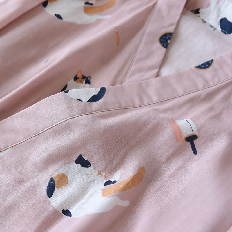 Matching Cat Cotton Gauze Kimono Bathrobe - image 6