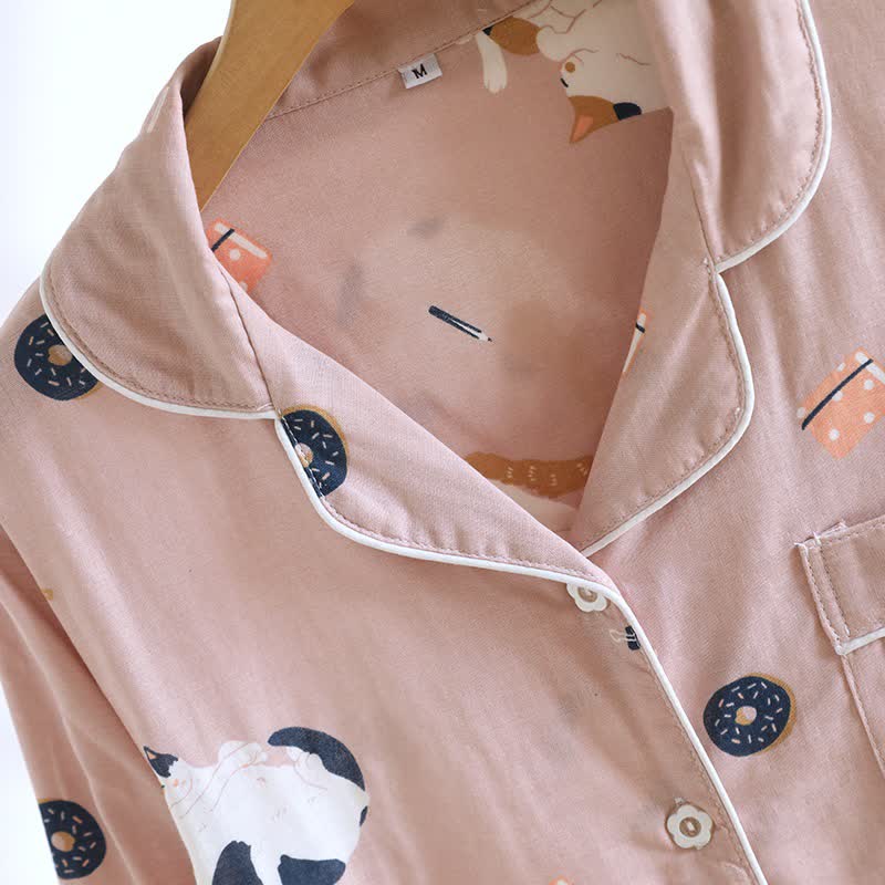 Matching Cartoon Cat Cotton Loungewear Set - image 7