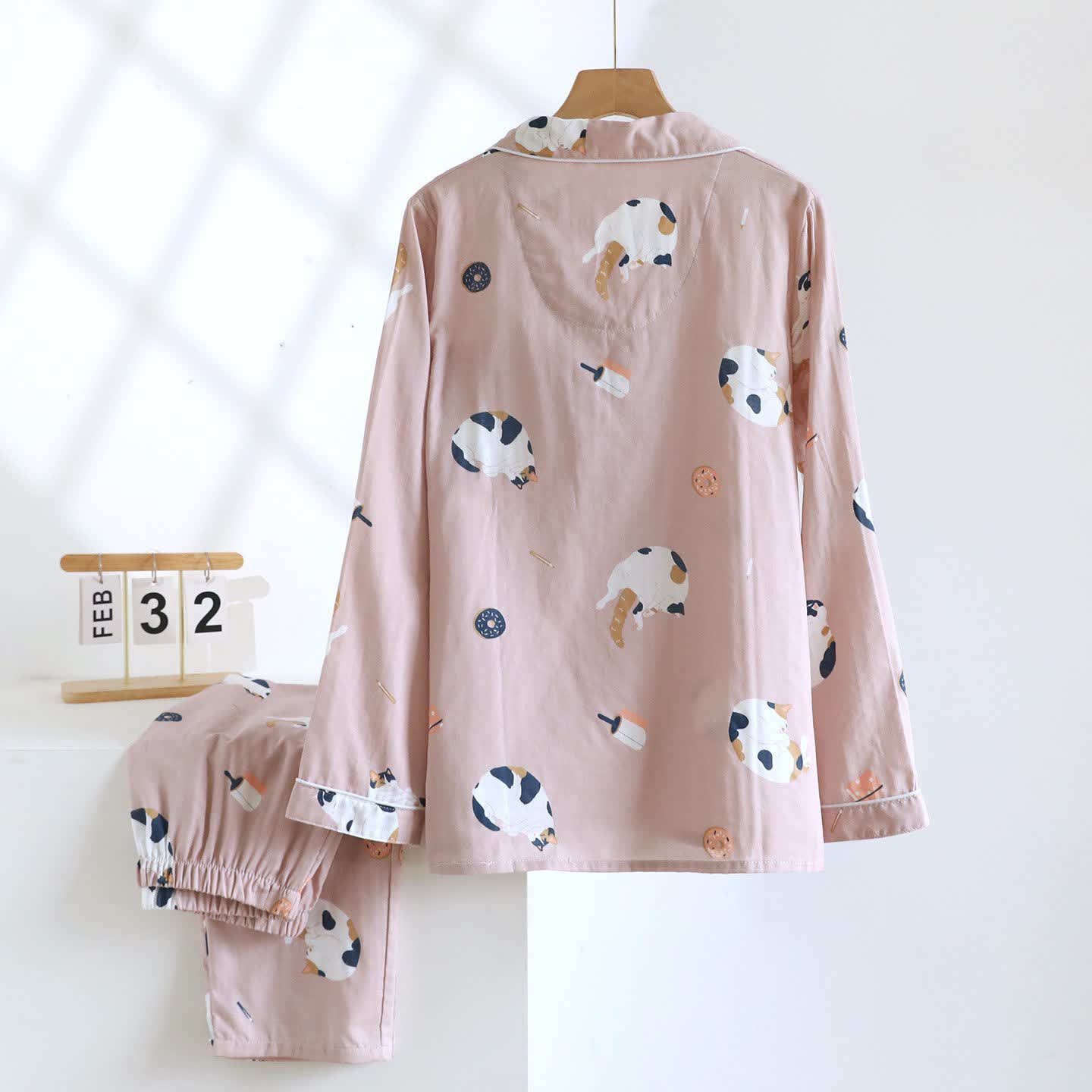 Matching Cartoon Cat Cotton Loungewear Set - image 5