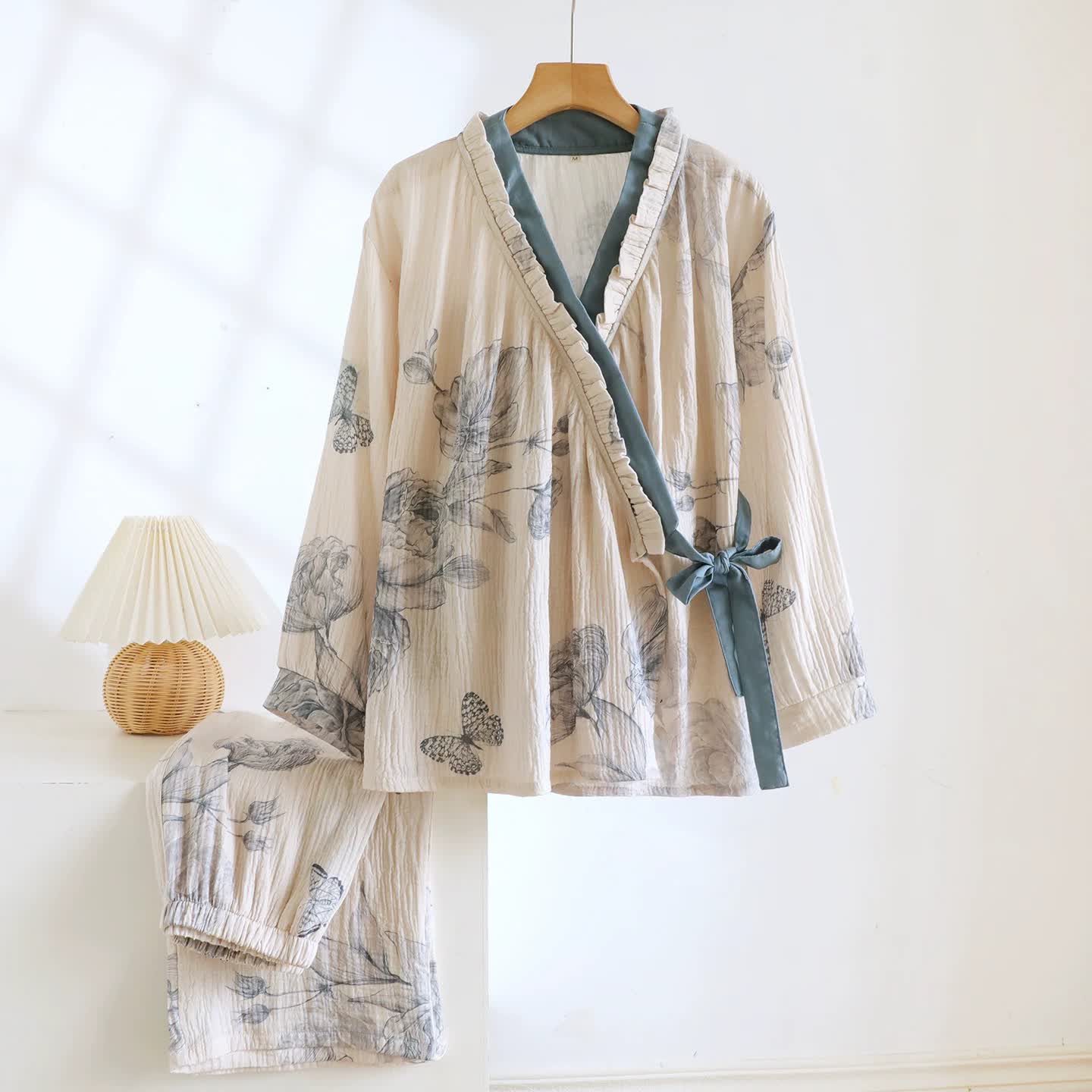 Ownkoti Oriental Butterfly Floral Cotton Loungewear Set - image 2