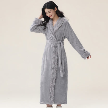 Ownkoti Minimalist Solid Flannel Plush Robe - image 3