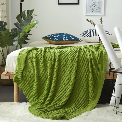 Ownkoti Solid Color Cotton Sofa Knit Blanket - Green - 71" x 79" - image 29