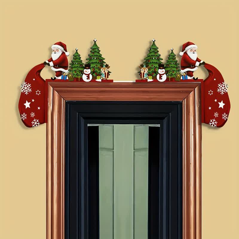Santa Christmas Tree Door Corner Decoration - Left & Right - 4PCS - image 0
