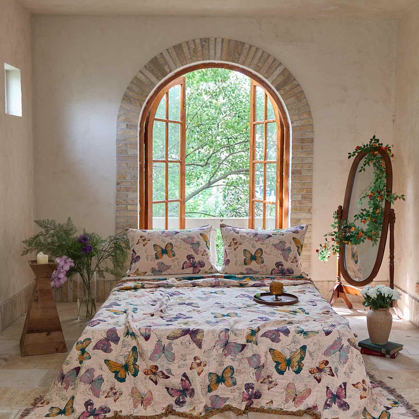 Ownkoti Elegant Butterfly Tassel Cotton Blanket - Light Yellow - 2PCS Pillowcases - 19" x 29" - image 10