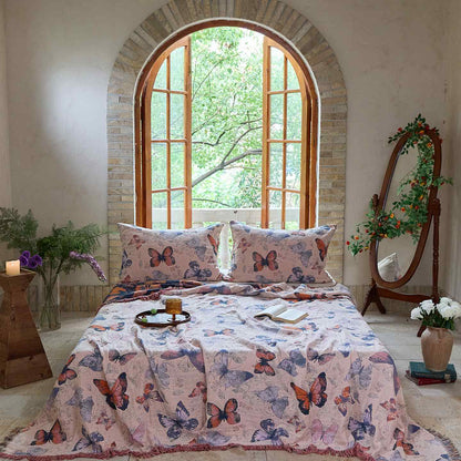 Ownkoti Elegant Butterfly Tassel Cotton Blanket - Light Pink - 2PCS Pillowcases - 19" x 29" - image 0