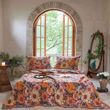 Ownkoti Blooming Sunflower Cotton Tassel Blanket - 2PCS Pillowcases - 19" x 29" - image 0