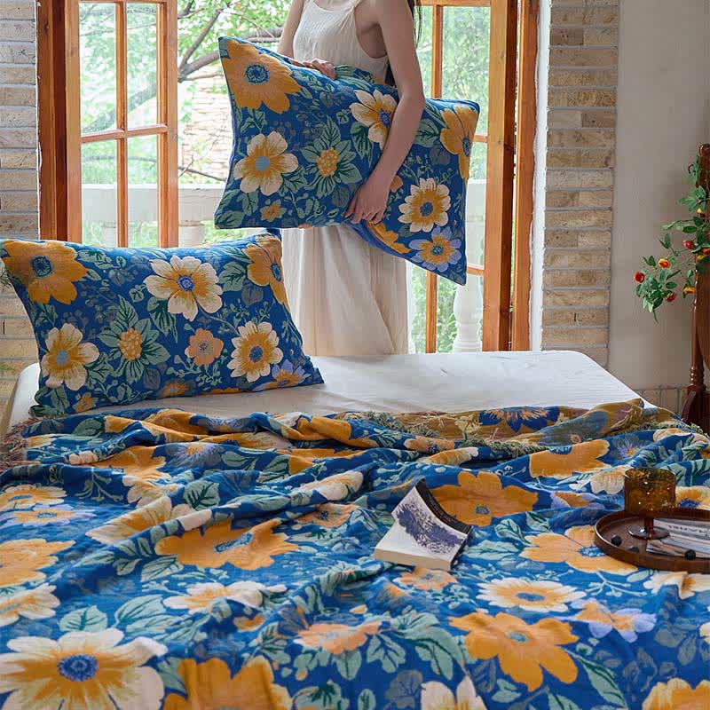 Ownkoti Bright Daisy Cotton Gauze Tassel Blanket - image 6