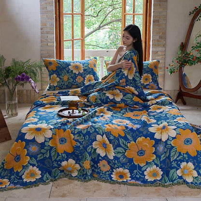 Ownkoti Bright Daisy Cotton Gauze Tassel Blanket - image 2