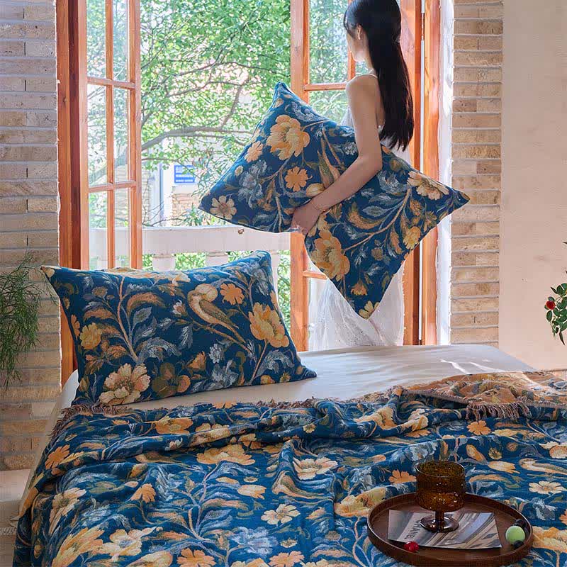 Ownkoti Vibrant Floral Bird Tassel Cotton Blanket - image 8