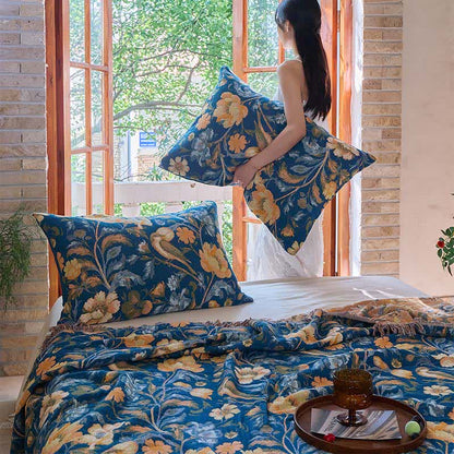 Ownkoti Vibrant Floral Bird Tassel Cotton Blanket - image 8