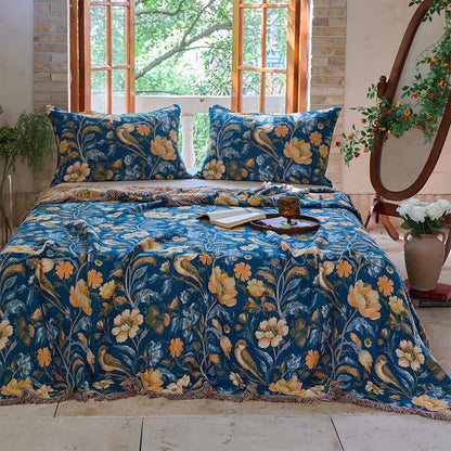 Ownkoti Vibrant Floral Bird Tassel Cotton Blanket - image 2