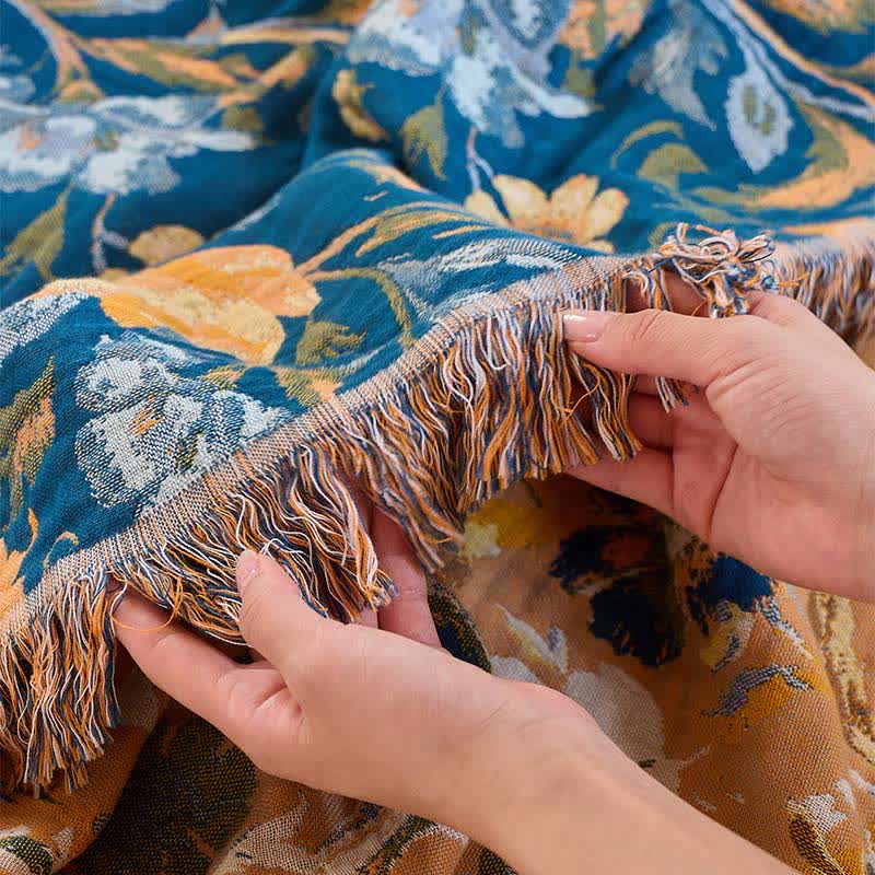 Ownkoti Vibrant Floral Bird Tassel Cotton Blanket - image 11