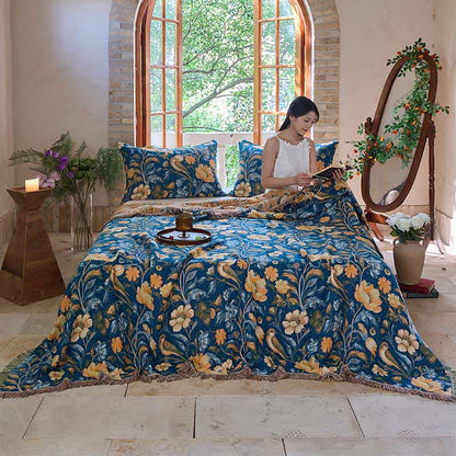 Ownkoti Vibrant Floral Bird Tassel Cotton Blanket - image 3