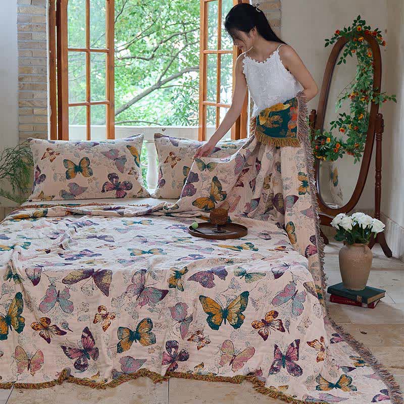 Ownkoti Elegant Butterfly Tassel Cotton Blanket - image 12