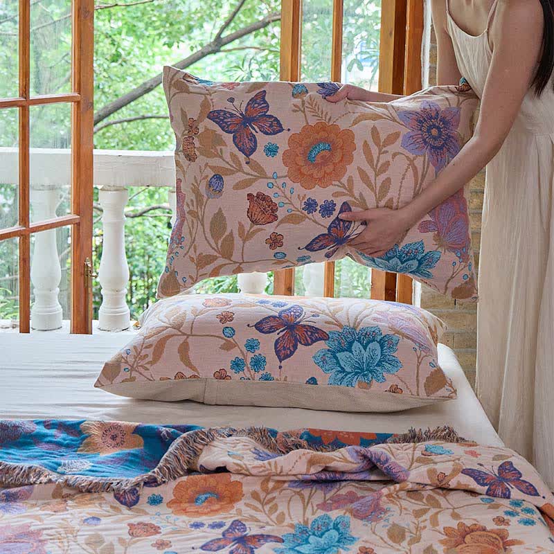 Ownkoti Pastoral Butterfly Cotton Tassel Quilt - 2PCS Pillowcases - 19" x 29" - image 3