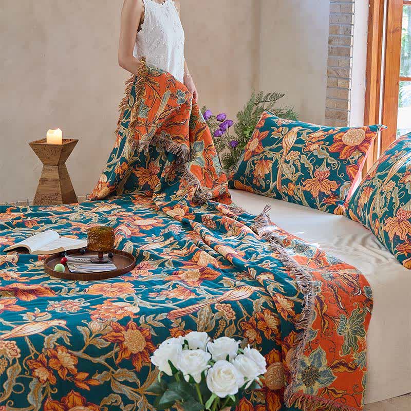 Ownkoti Luxurious Floral Cotton Tassel Blanket - image 7
