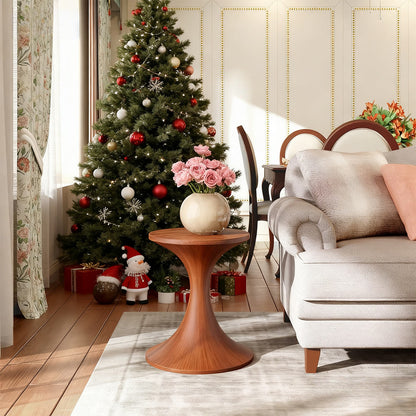 Elegant Waist-shaped Side Table - Red Walnut - image 0