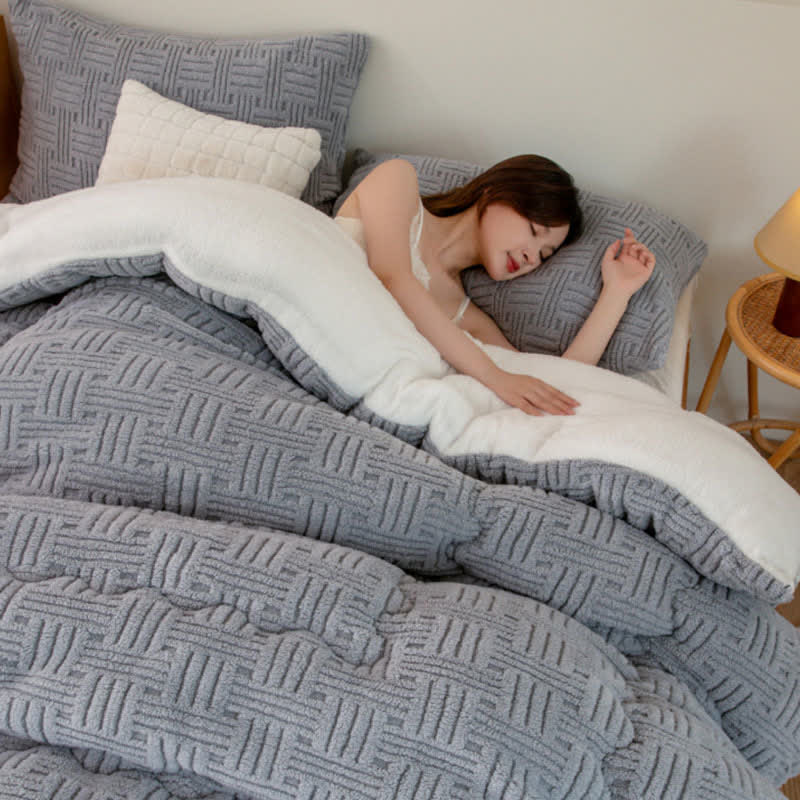 Geometric Striped Textured Sherpa Blanket - image 10