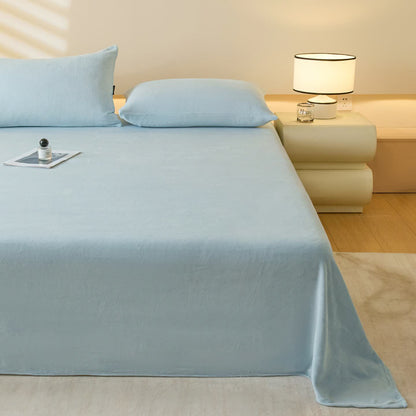 Ownkoti Minimalist Solid Color Plush Sheet - Fog Blue - Coverlet with 2PCS Pillowcases - King - image 11