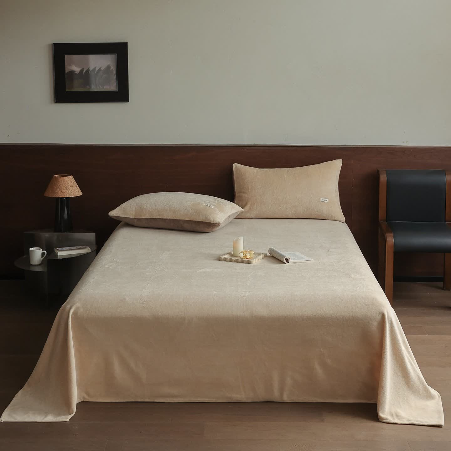 Ownkoti Solid Color Warm Fluffy Coverlet - Apricot - Coverlet with 2PCS Pillowcases - King - image 25