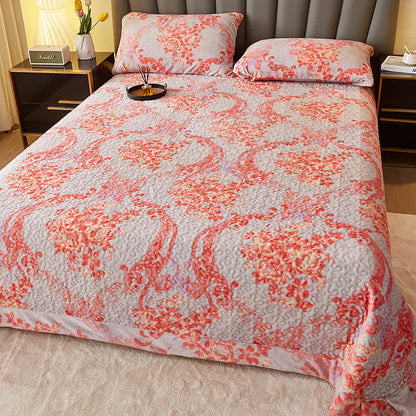 Ownkoti Vintage Floral Quilted Plush Coverlet - Coverlet with 2PCS Pillowcases - Queen - image 0