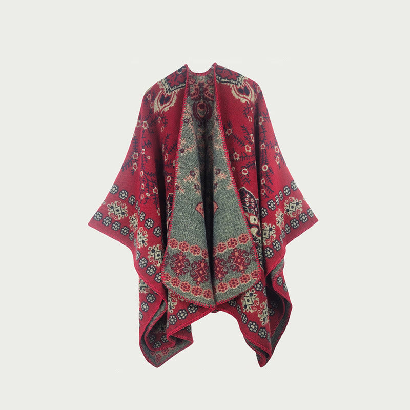 Vintage Double-Sided Shawl Cape - I - 59" x 47" - image 8
