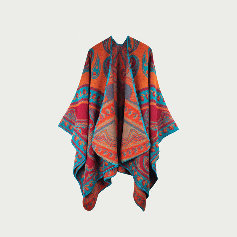 Vintage Double-Sided Shawl Cape - C - 59" x 47" - image 2