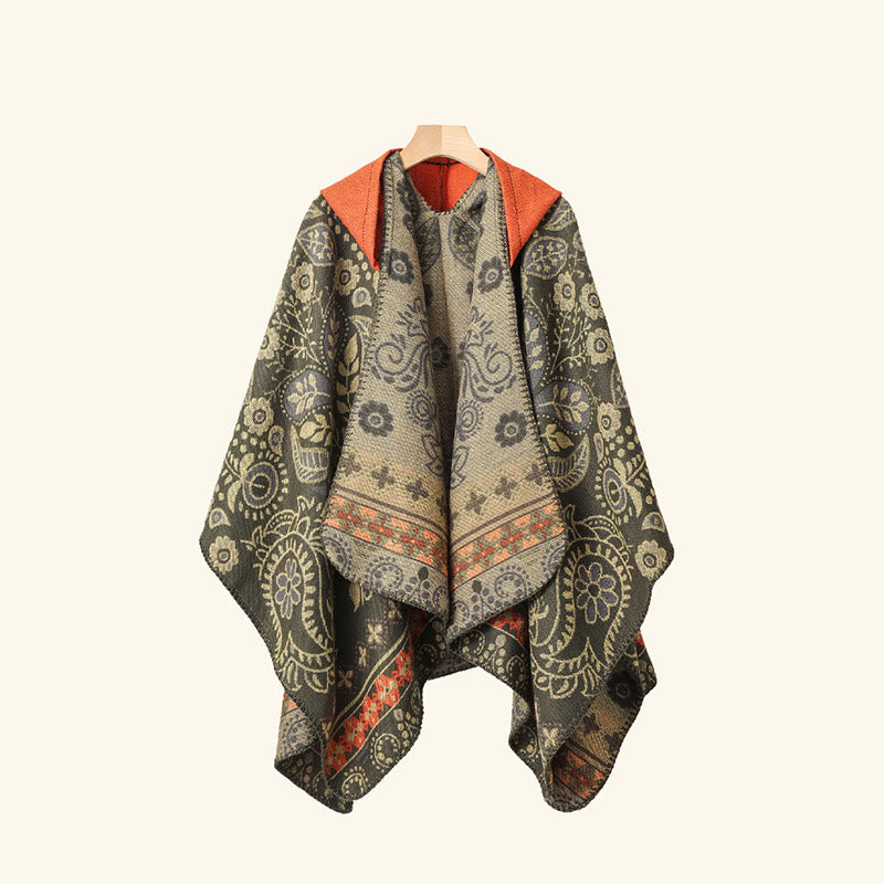Vintage Paisley Hooded Cape Shawl - image 6