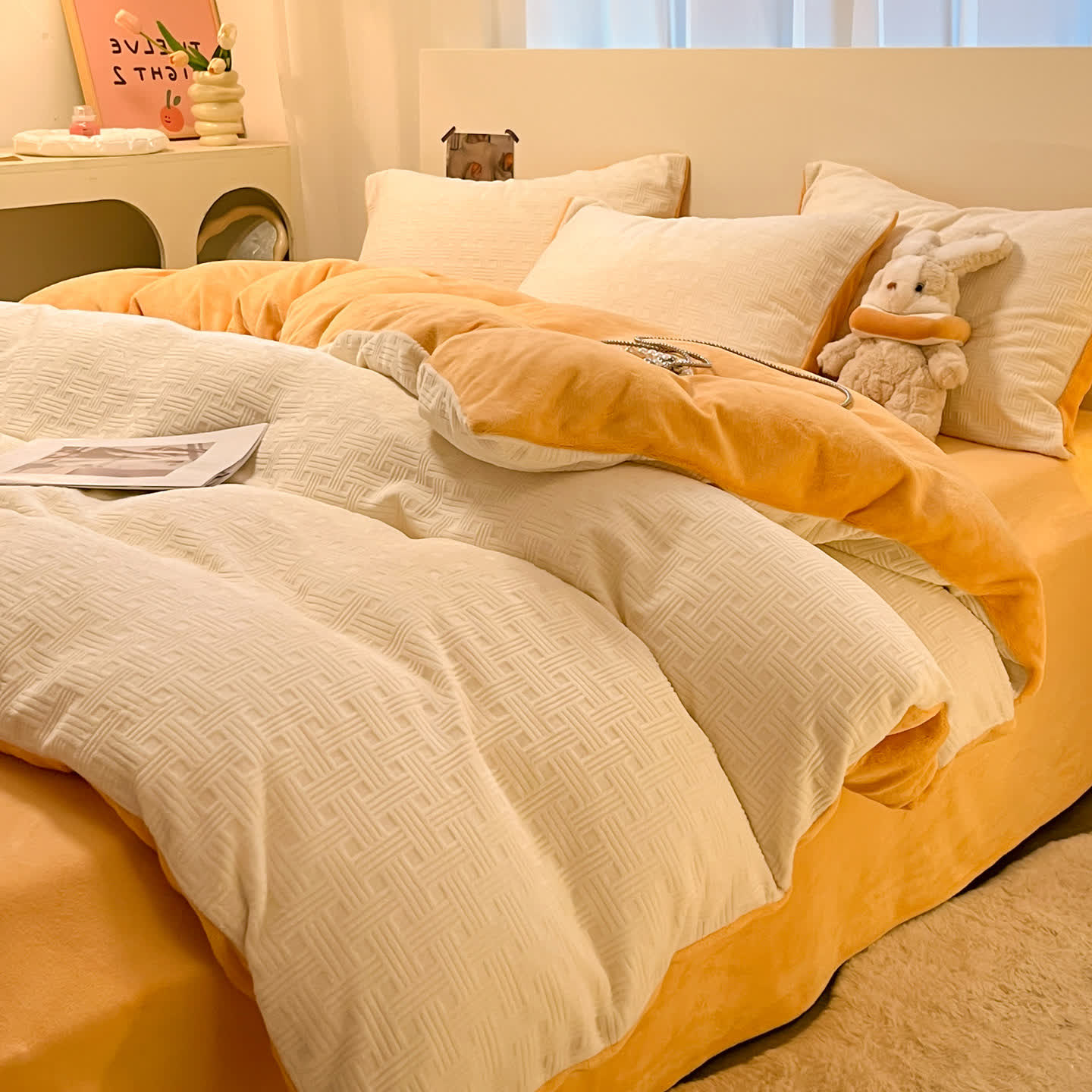 Ownkoti Plaid Textured Plush Bedding Set(4PCS) - image 2