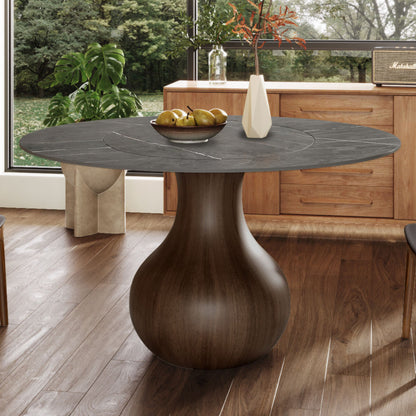 Hourglass-shaped Base Dining Table With Built-in Lazy Susan - image 3