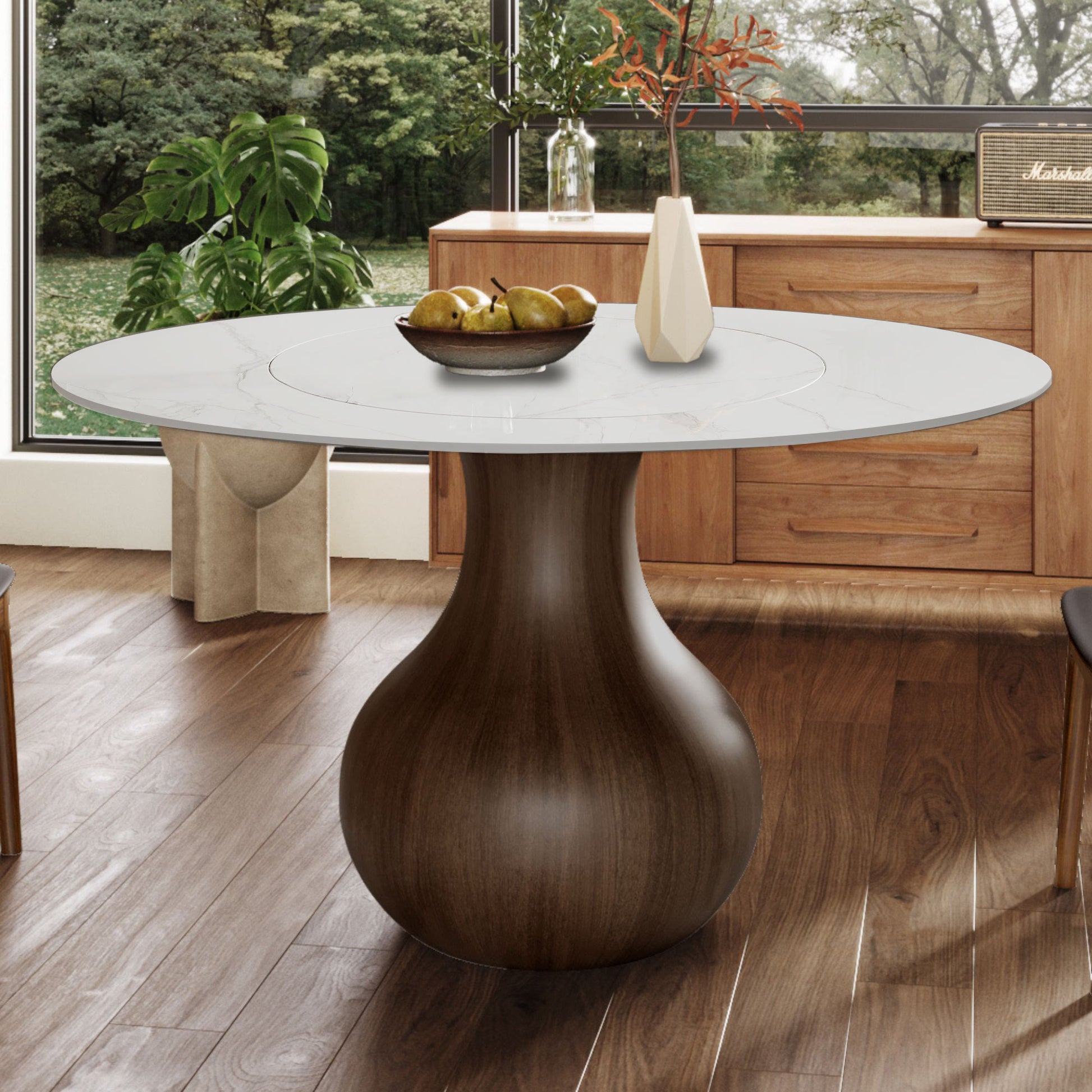 Hourglass-shaped Base Dining Table With Built-in Lazy Susan - image 15