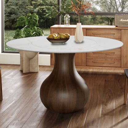 Hourglass-shaped Base Dining Table With Built-in Lazy Susan - image 15