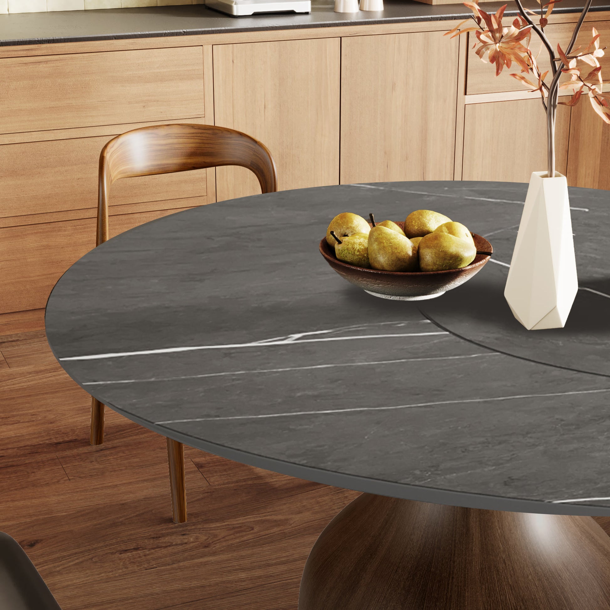 Hourglass-shaped Base Dining Table With Built-in Lazy Susan - image 5