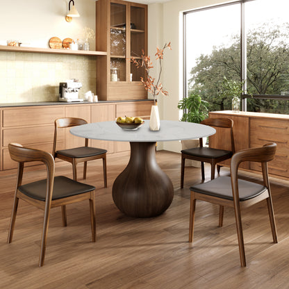 Hourglass-shaped Base Dining Table With Built-in Lazy Susan - 59" Snow White - image 13