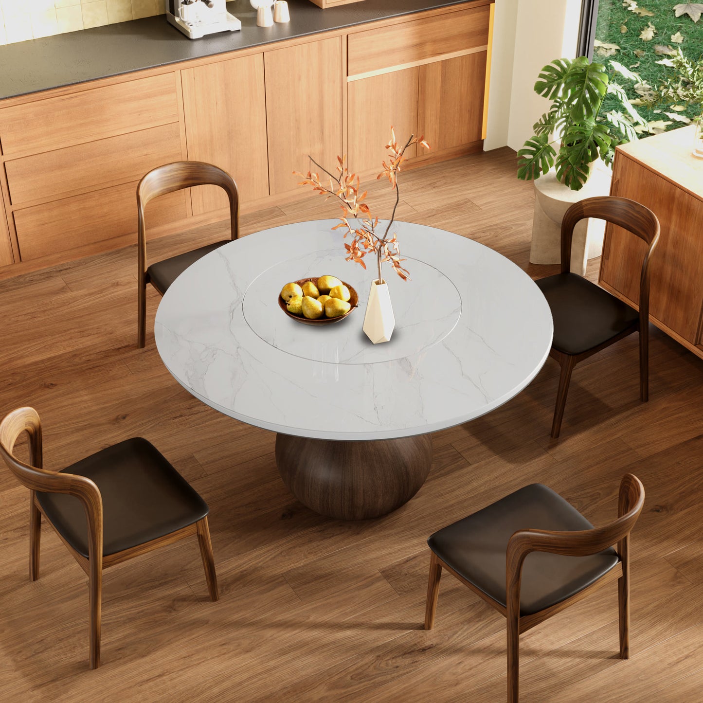 Hourglass-shaped Base Dining Table With Built-in Lazy Susan - image 14